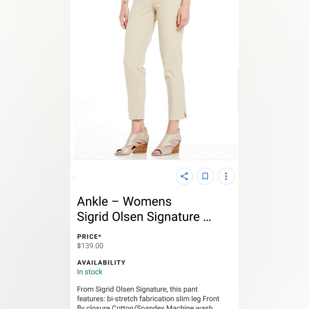 Sigrid Olsen ankle pants sz 4